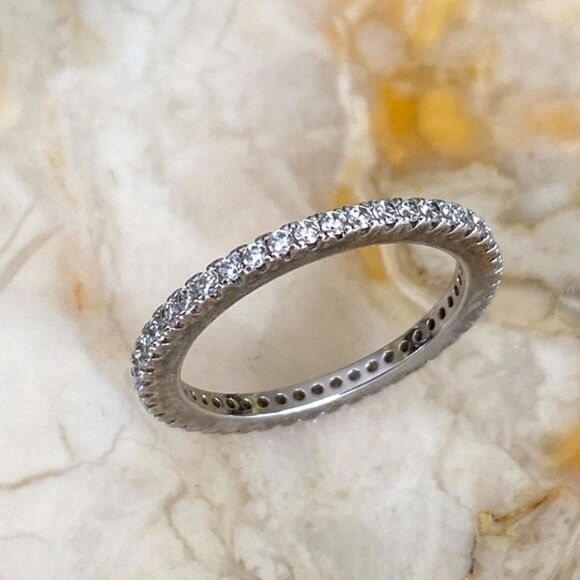 NEW 925 Sterling Silver & Cubic Zirconia Full Eternity Band Size 9 - Picture 3 of 15
